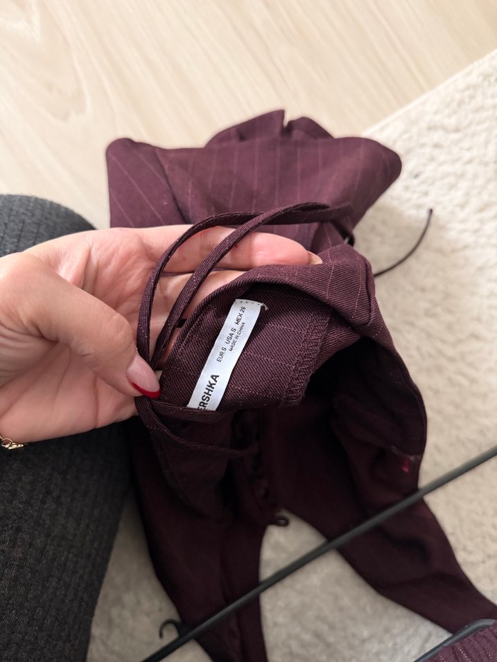 Bordo Halter Yaka Düğmeli Kadın Yelek - Görsel 2