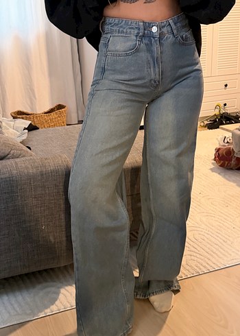 Gri Tie-Dye Salaş Midi Kot Pantolon - Görsel 2