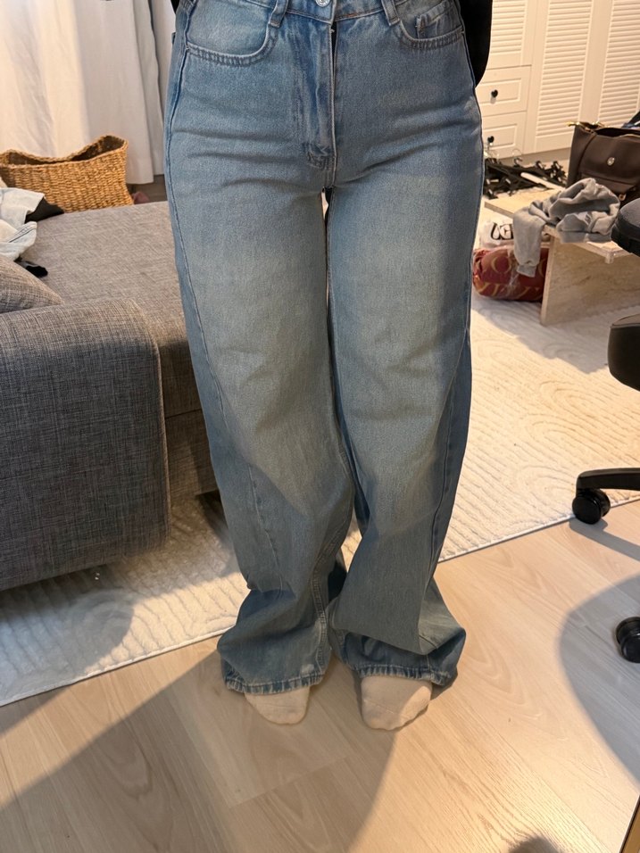 Gri Tie-Dye Salaş Midi Kot Pantolon - Görsel 4