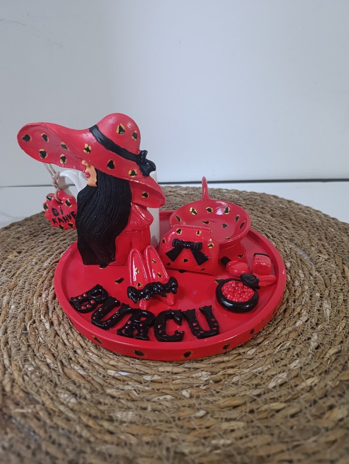 Kırmızı Kadın Figürlü Dekoratif Biblo - Görsel 2