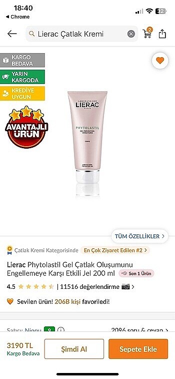 Lierac phytolastil çatlak kremi 200 mL