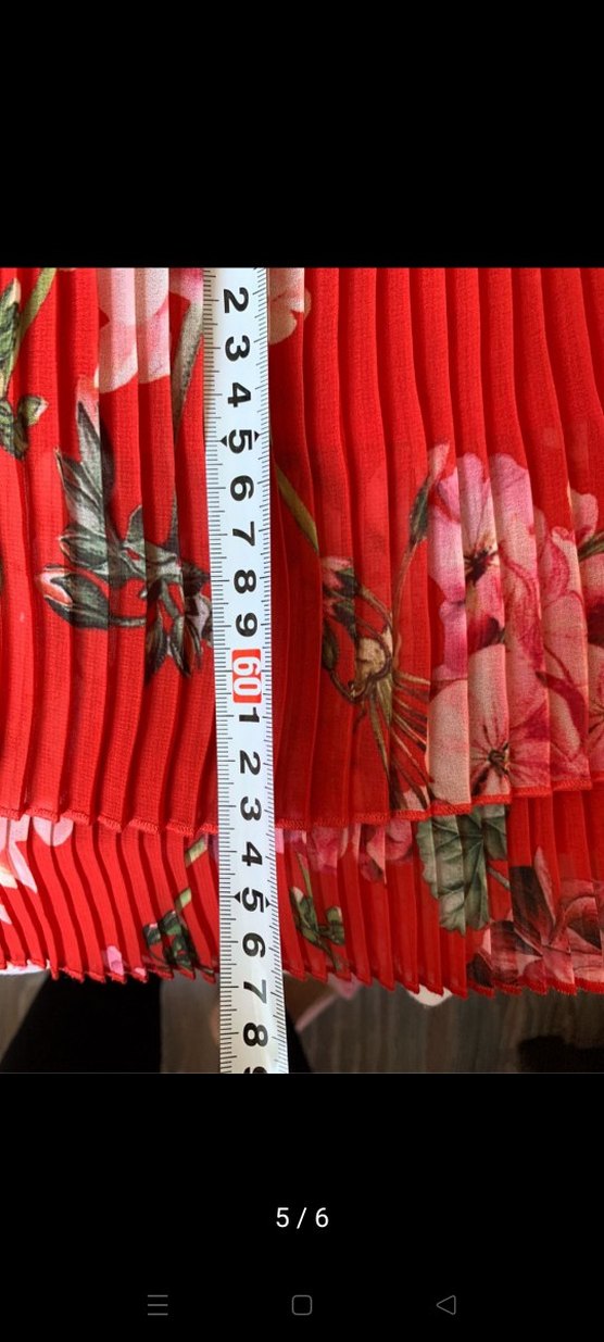 MANGO kirmızı çiçek desenli Piliseli Mini Bohem piliseli bluz - Görsel 2