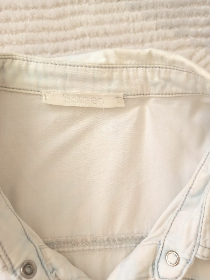 Düğmeli Batik desenli Denim Kadın Gömlek - Görsel 2