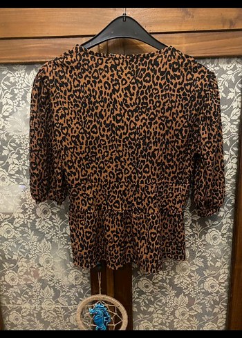 l Beden kahverengi Renk Stradivarius leopar Desenli Kadın Bluz