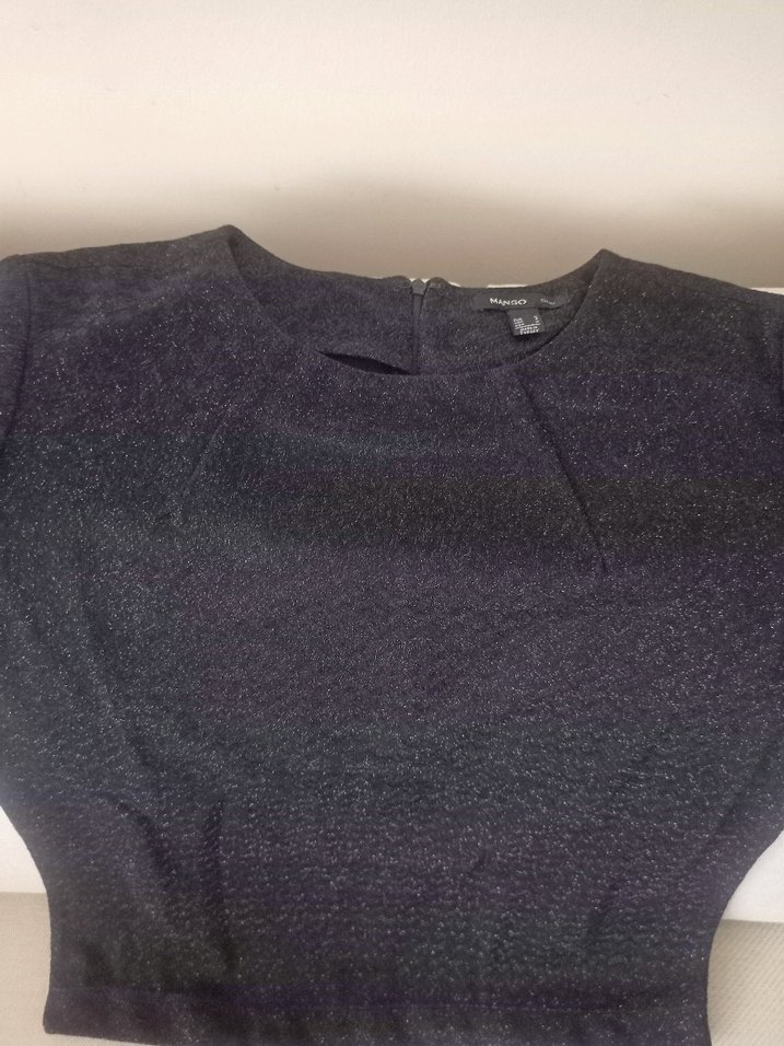 Siyah. kendinden simli bluz - Görsel 2