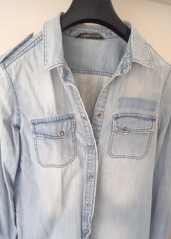 Kadın mavi Denim Düğmeli Gömlek - Görsel 2