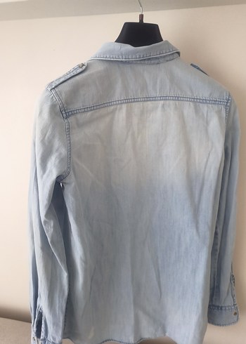 Kadın mavi Denim Düğmeli Gömlek - Görsel 4