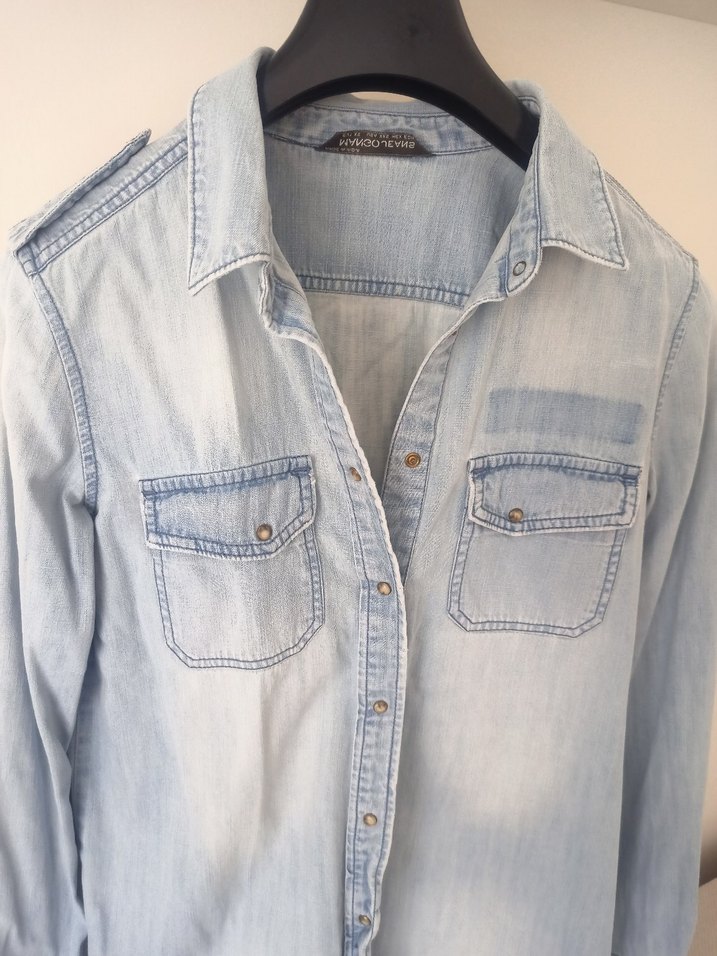 Kadın mavi Denim Düğmeli Gömlek - Görsel 2