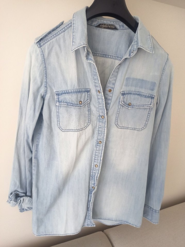 Kadın mavi Denim Düğmeli Gömlek - Görsel 5