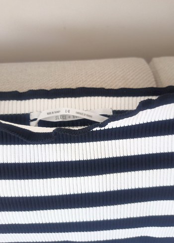 Çizgili Kayık Yaka Kadın Triko Kazak - Görsel 2