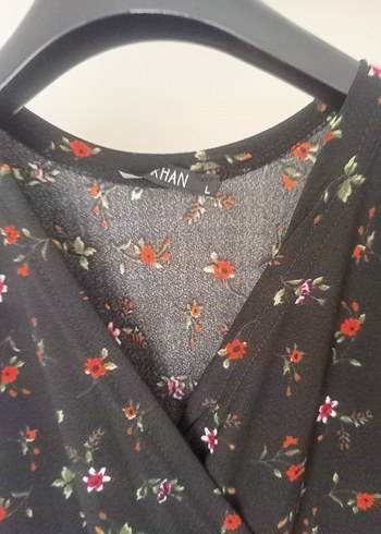 Siyah Desenli Uzun Kollu Midi Elbise - Görsel 2