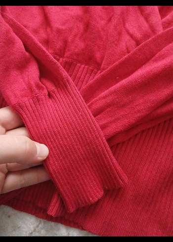 MANGO Kırmızı Kadın kruvaze Yaka İnce Triko kazak. - Görsel 2