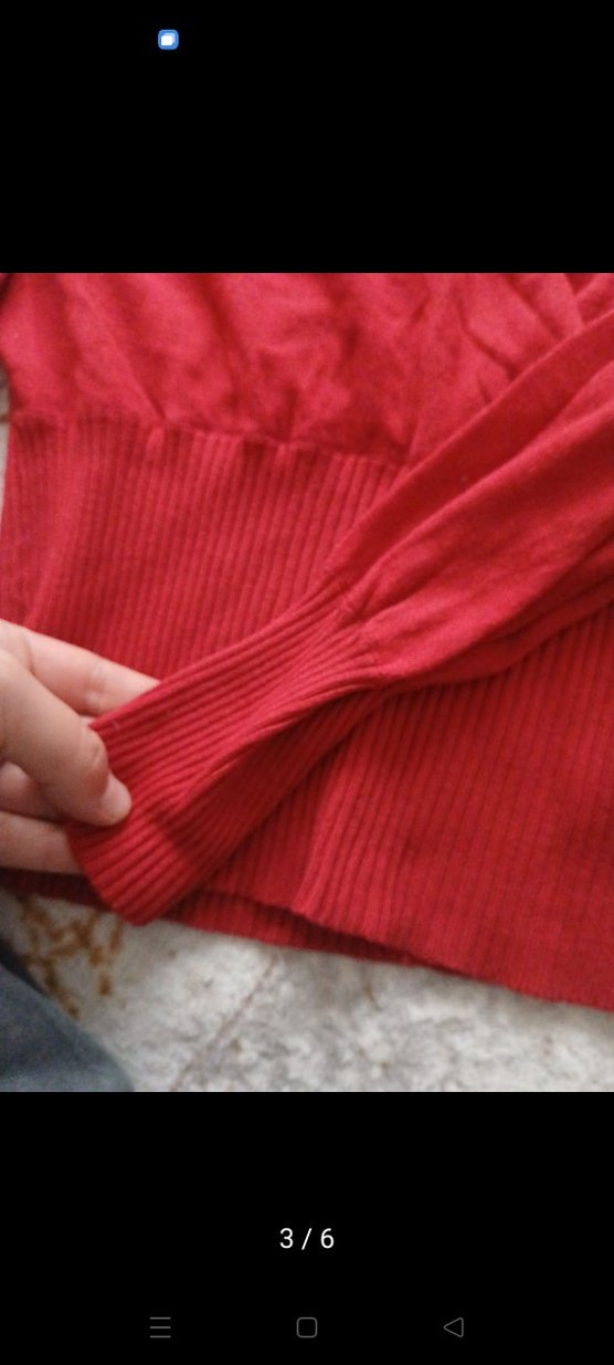 MANGO Kırmızı Kadın kruvaze Yaka İnce Triko kazak. - Görsel 3