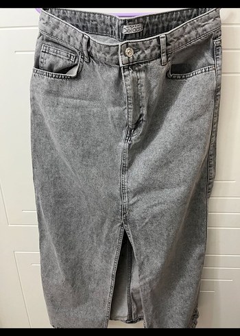 DEFACTO Gri Uzun Kot Etek - Görsel 2