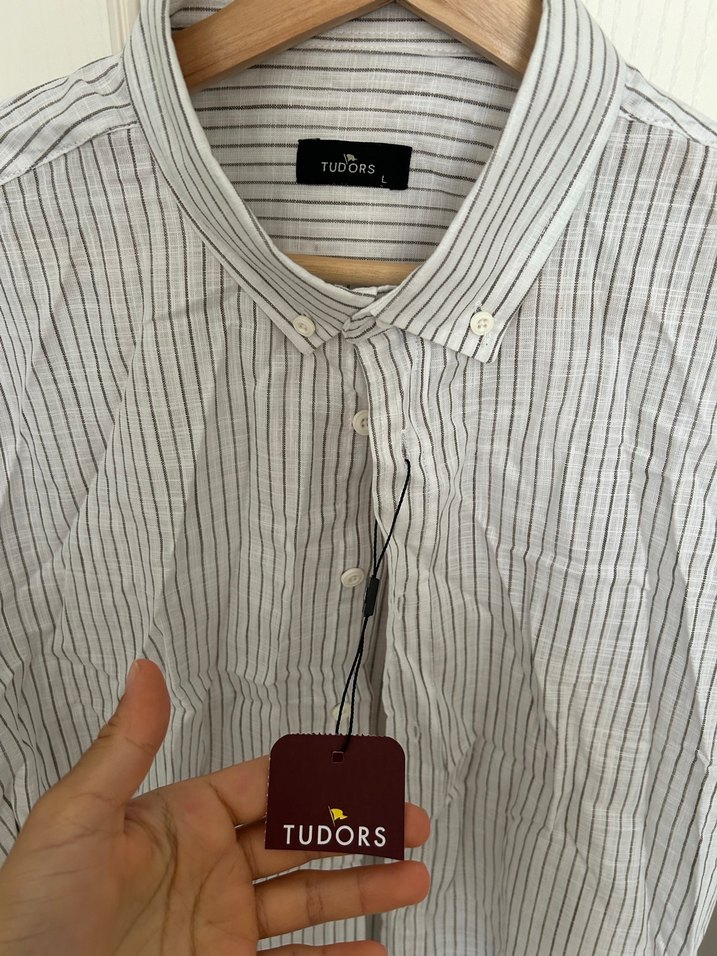 Düğmeli çizgili Erkek Gömlek - Görsel 3