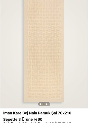 İmannoor Kare Bej Naia Pamuk Şal 70x210 - Görsel 2