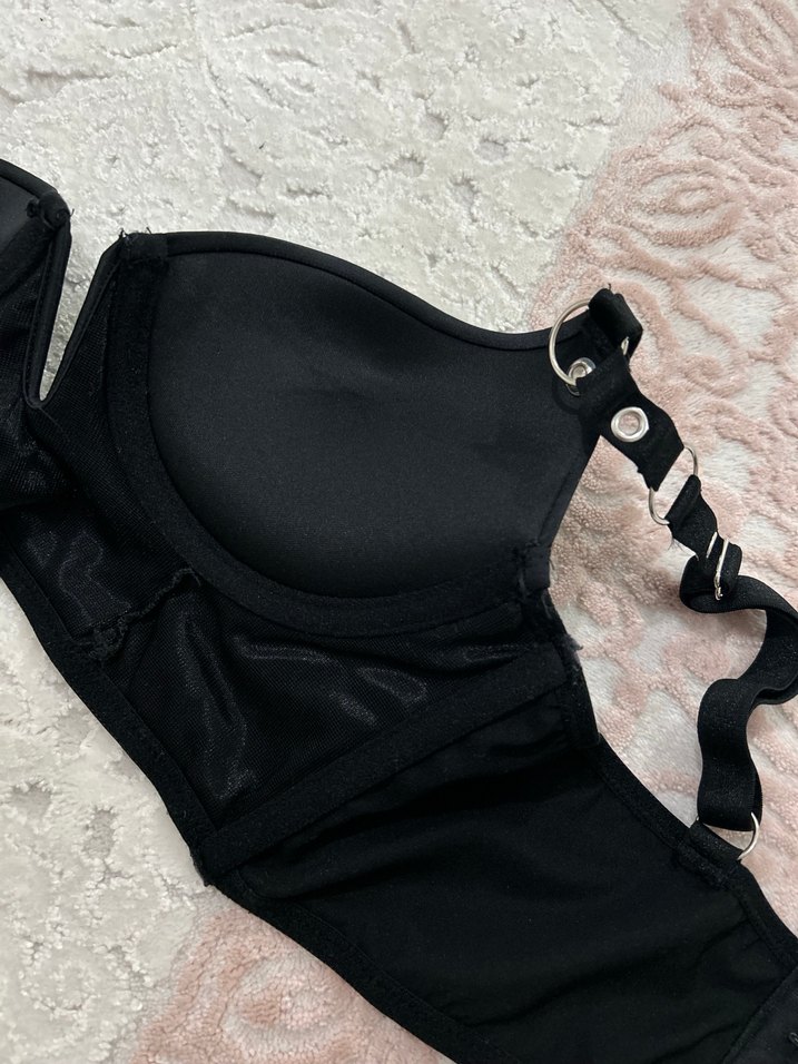 Penti Mini Siyah Goth Sütyen - Görsel 5