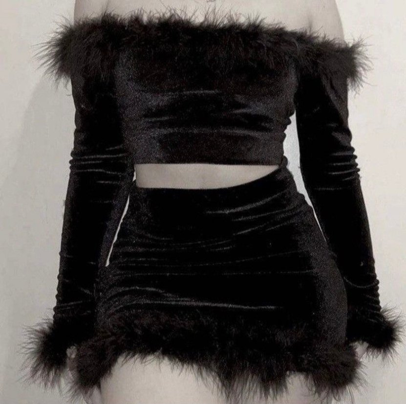 SİYAH KADİFE İKİLİ TAKIM - Görsel 4