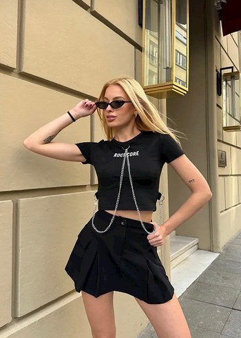 Zincirli Crop Bluz - Görsel 2