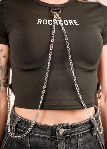 Zincirli Crop Bluz - Görsel 4