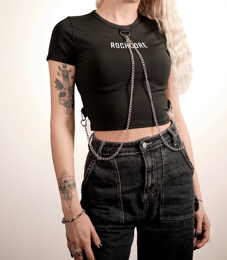 Zincirli Crop Bluz - Görsel 3