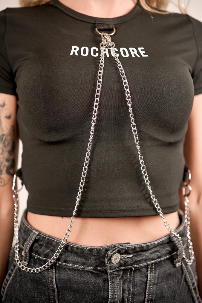 Zincirli Crop Bluz - Görsel 4