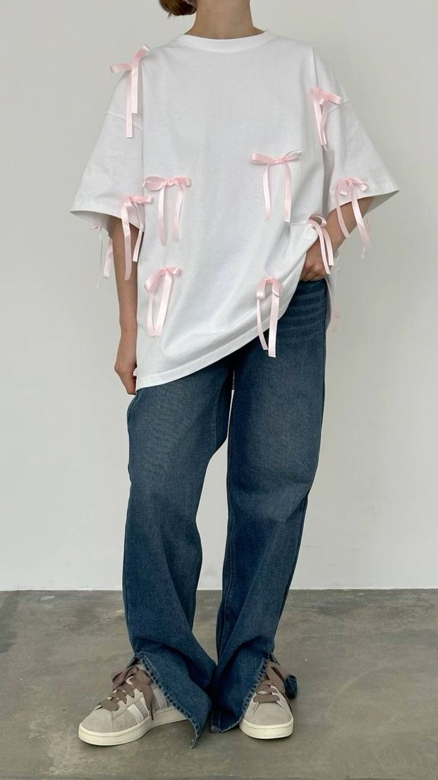 Pamuklu Fiyonklu Oversize Tshirt - Görsel 2