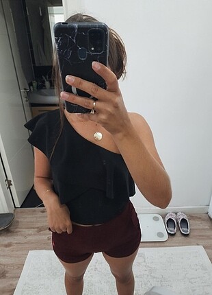 Stradivarius siyah tek kol bluz
