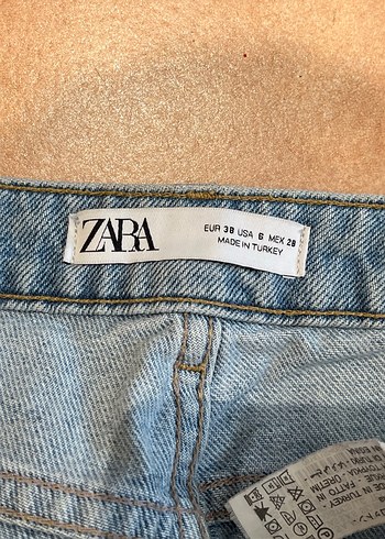 38 Beden Zara Gri Mavi Rahat Kesim Kadın Jean