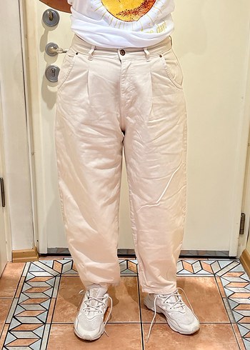 Zara Bej Midi Keten Salaş Kadın Jean