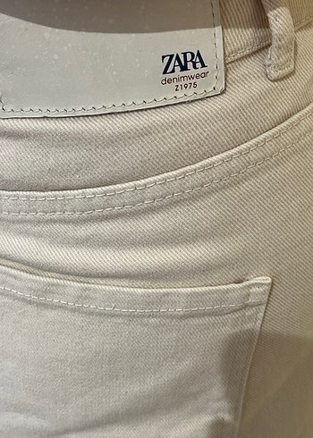 38 Beden ten rengi Renk Zara Bej Midi Keten Salaş Kadın Jean