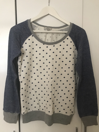 xs Beden Mavi marka puantiyeli sweatshirt