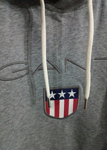 Gri GANT Kapüşonlu Erkek Sweatshirt - Görsel 2