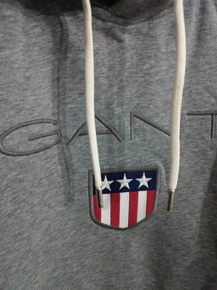 Gri GANT Kapüşonlu Erkek Sweatshirt - Görsel 2