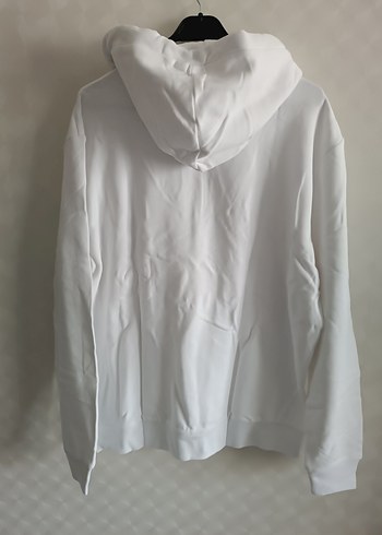 Beyaz Kapüşonlu Oversize Sweatshirt - Görsel 5