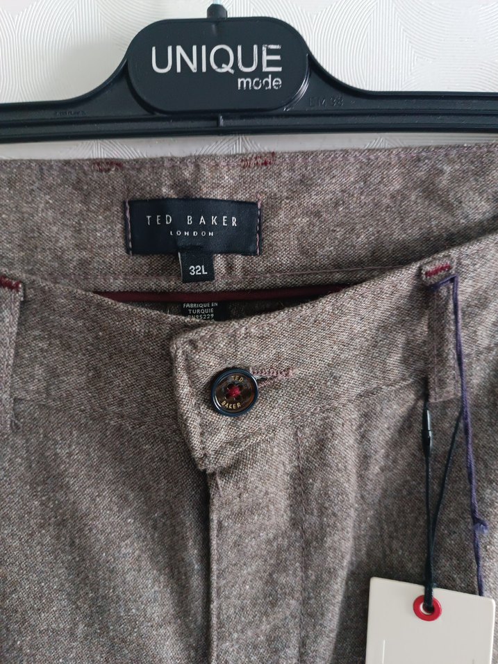 Gri Erkek Yün Düğmeli Pantolon - Görsel 2