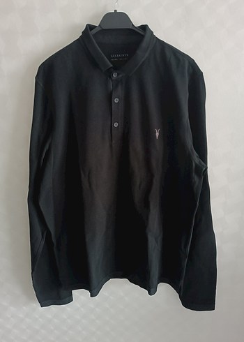 All Saints Erkek Siyah Uzun Kollu Polo Tisort