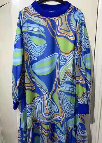 Zara Renkli Batik Uzun Tesettür Elbise