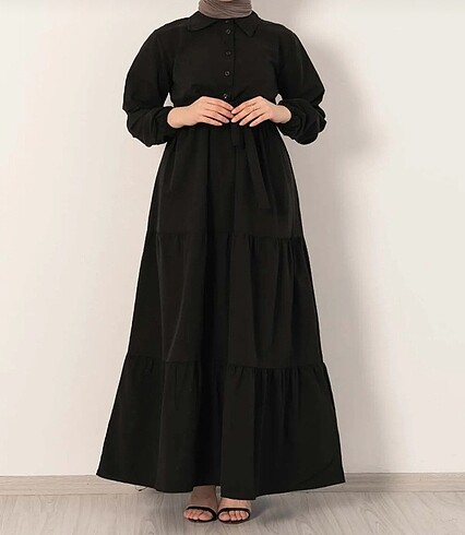 Suud Collection Siyah Tesettür Elbise