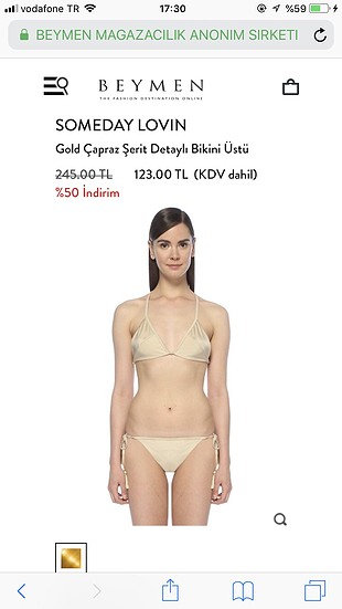 xs Beden altın Renk Someday lovin beymen bikini