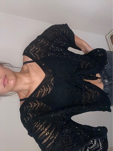 Stradivarius örgü oversize crop