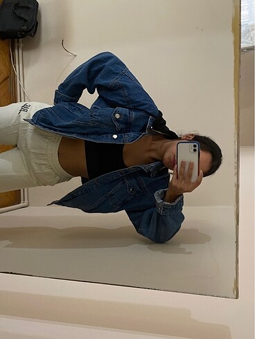 kapüşonlu oversize jean ceket