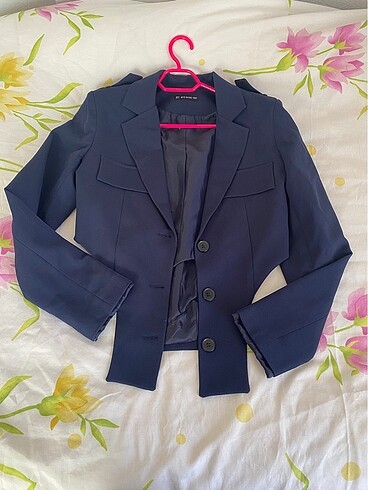 s Beden lacivert Renk crop blazer