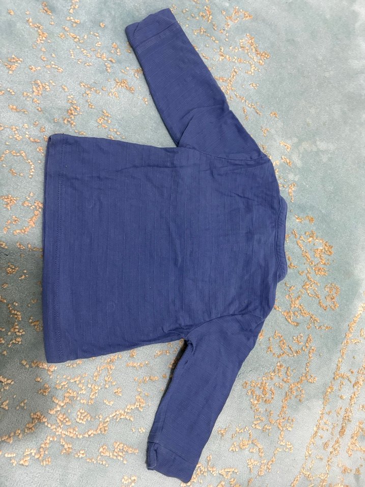 Mavi Pamuklu Uzun Kollu Bebek Takımı - Görsel 2