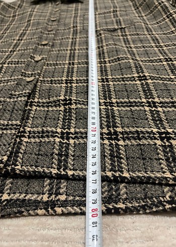 Düğmeli Kahverengi Kareli Uzun Kollu Kadın Gömlek - Görsel 5