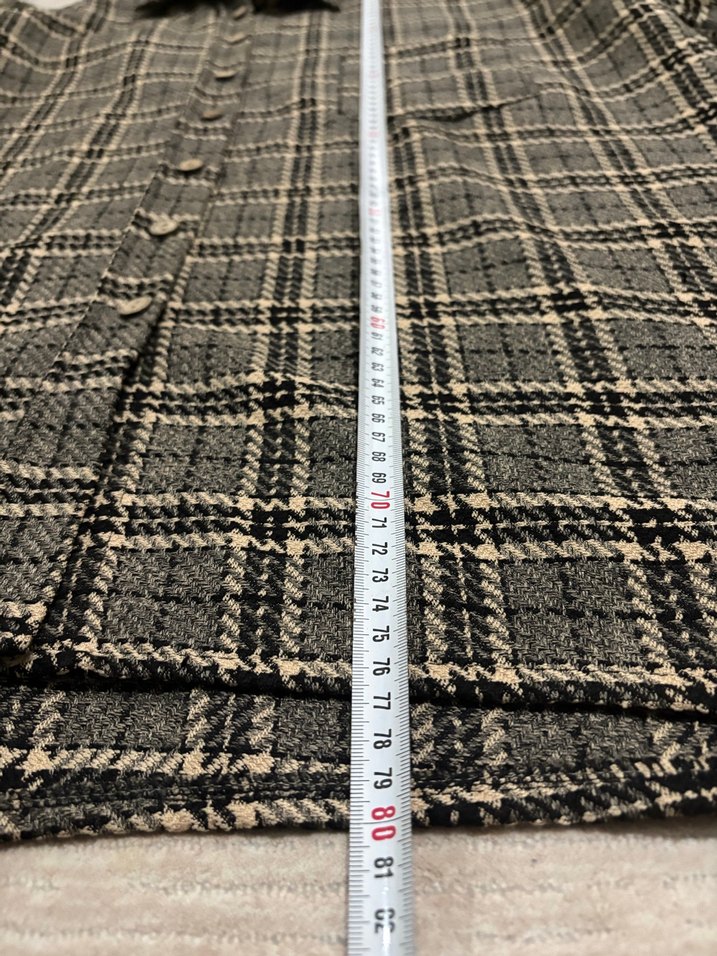 Düğmeli Kahverengi Kareli Uzun Kollu Kadın Gömlek - Görsel 5