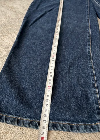 Kadın Lacivert Salaş Midi Boy Kot Pantolon - Görsel 4