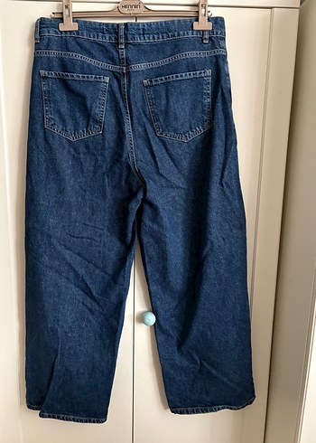 Kadın Lacivert Salaş Midi Boy Kot Pantolon - Görsel 2