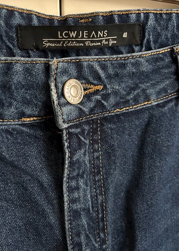 Kadın Lacivert Salaş Midi Boy Kot Pantolon - Görsel 3