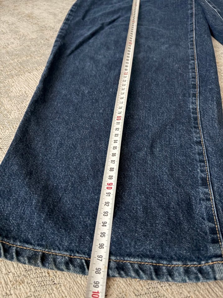 Kadın Lacivert Salaş Midi Boy Kot Pantolon - Görsel 4